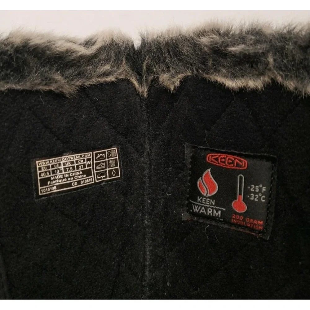 KEEN Winter Boots Faux Fur Insulated Black Leather‎ Waterproof Women's Size 10